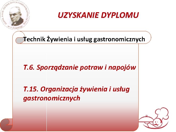 UZYSKANIE DYPLOMU Technik Żywienia i usług gastronomicznych T. 6. Sporządzanie potraw i napojów T.