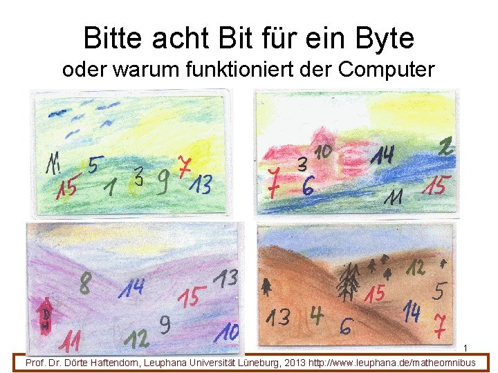 Bitte acht Bit für ein Byte oder warum funktioniert der Computer 1 Prof. Dr.