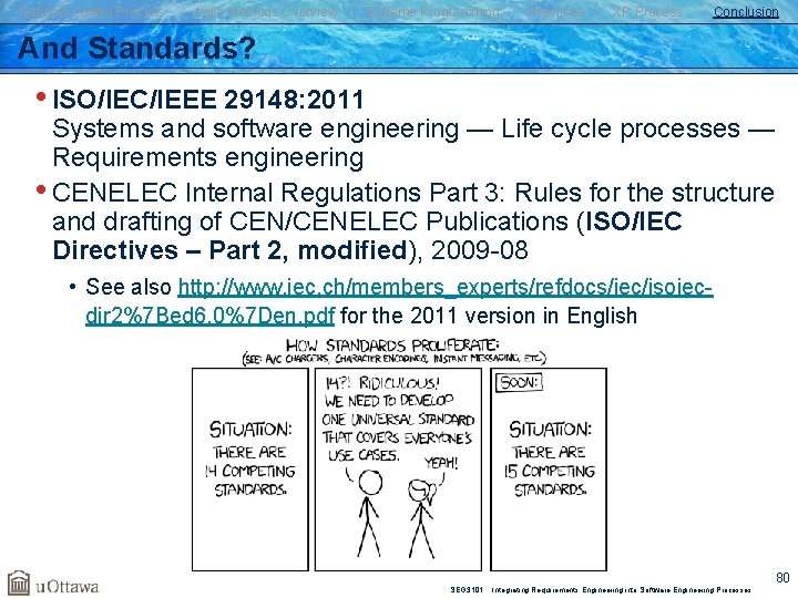 Rational Unified Process Agile Methods Overview Extreme Programming Practices XP Process Conclusion And Standards?