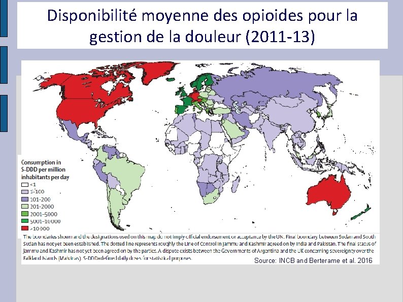 Disponibilité pour la Mean availabilitymoyenne of opioidsdes foropioides pain management gestion de (2001 -03)