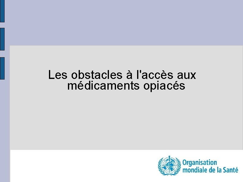 Les obstacles à l'accès aux médicaments opiacés 