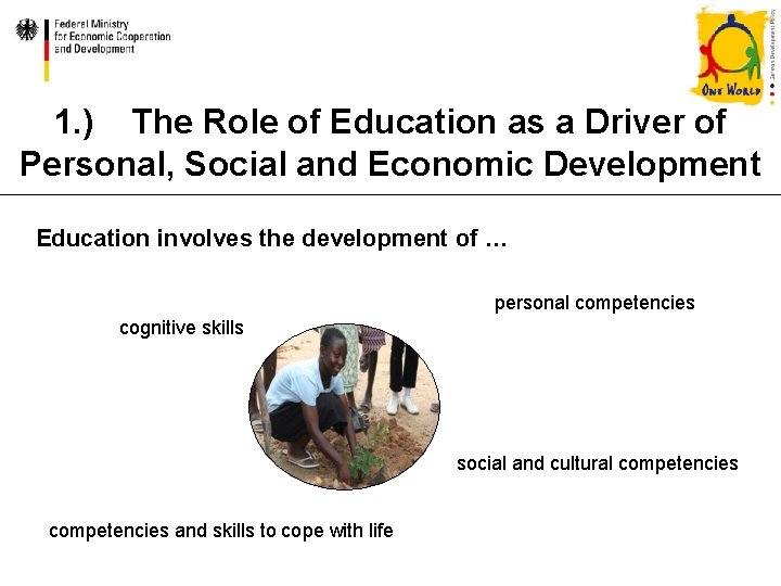 1. ) The Role of Education as a Driver of Personal, Social and Economic