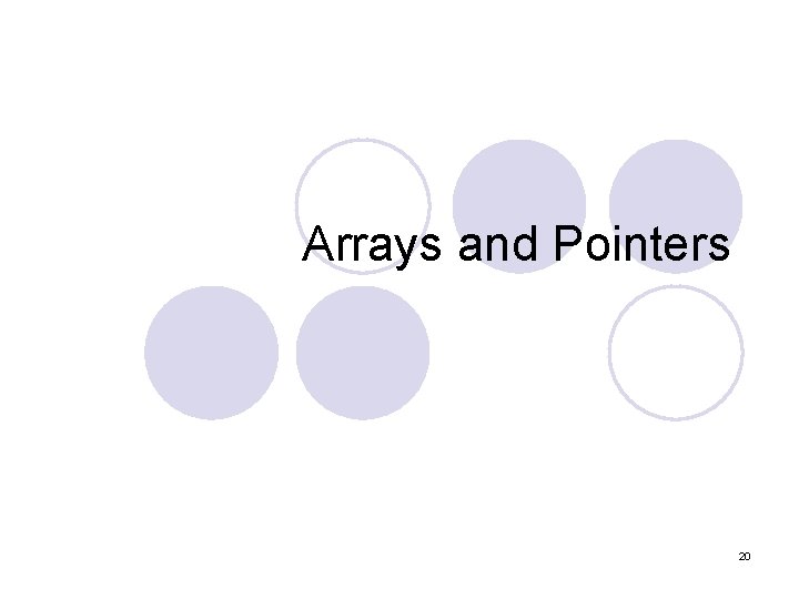 Arrays and Pointers 20 