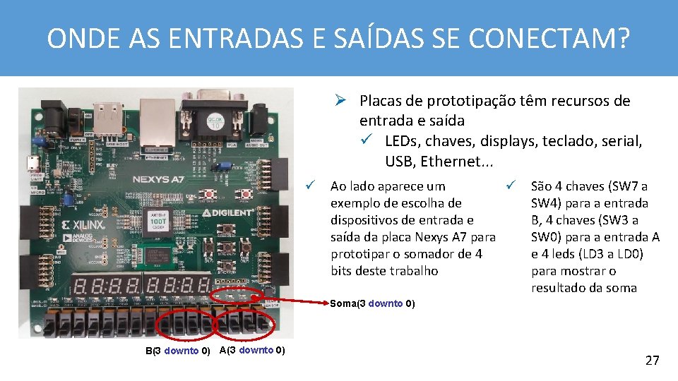 ONDE AS ENTRADAS E SAÍDAS SE CONECTAM? Ø Placas de prototipação têm recursos de