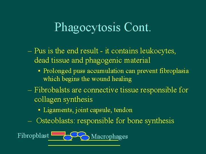 Phagocytosis Cont. – Pus is the end result - it contains leukocytes, dead tissue