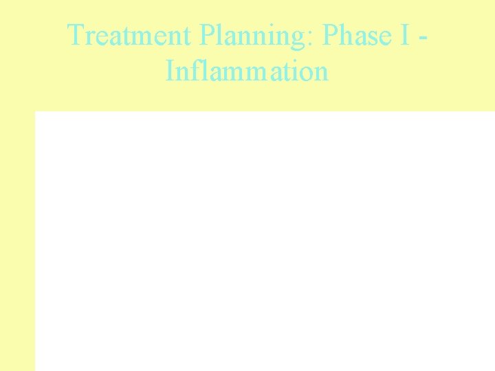 Treatment Planning: Phase I Inflammation 