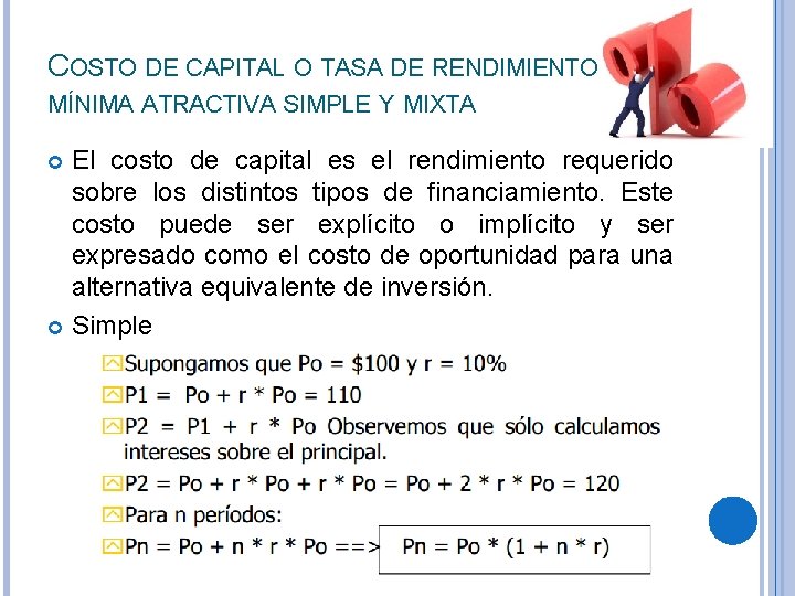 COSTO DE CAPITAL O TASA DE RENDIMIENTO MÍNIMA ATRACTIVA SIMPLE Y MIXTA El costo