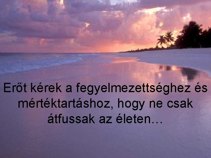 Erőt kérek a fegyelmezettséghez és mértéktartáshoz, hogy ne csak átfussak az életen… 