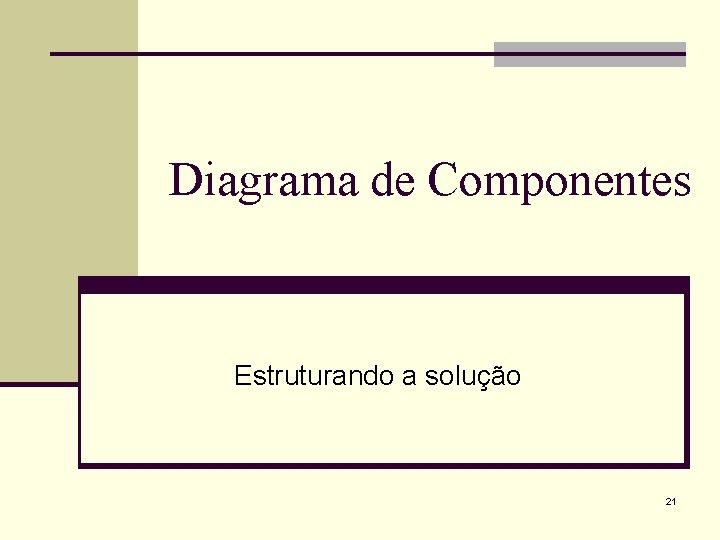 Diagrama de Componentes Estruturando a solução 21 