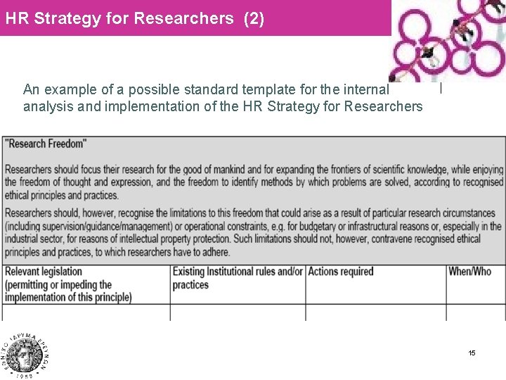 HR Strategy for Researchers (2) An example of a possible standard template for the