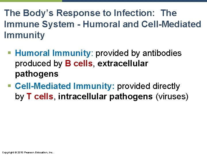 The Body’s Response to Infection: The Immune System - Humoral and Cell-Mediated Immunity §