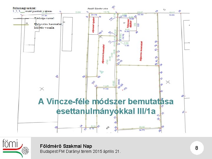 A Vincze-féle módszer bemutatása esettanulmányokkal III/1 a Földmérő Szakmai Nap Budapest FM Darányi terem