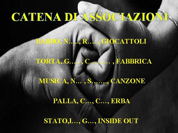 CATENA DI ASSOCIAZIONI BABBO, N…. . , R…. . , GIOCATTOLI TORTA, G…. . CATENA DI ASSOCIAZIONI BABBO, N…. . , R…. . , GIOCATTOLI TORTA, G…. .