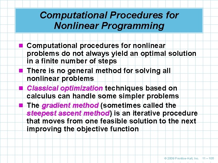 Computational Procedures for Nonlinear Programming n Computational procedures for nonlinear n n n problems