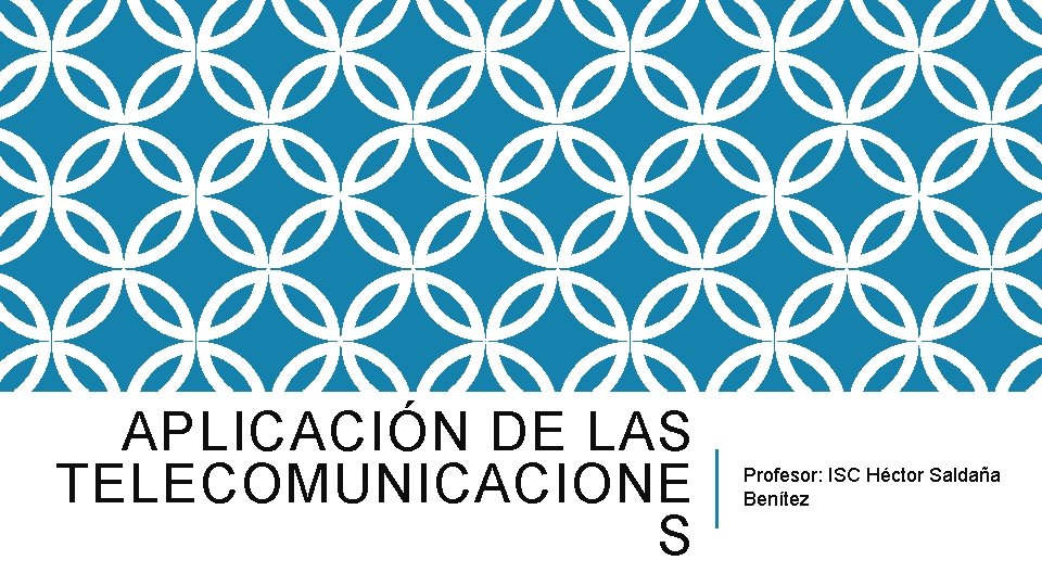 APLICACIÓN DE LAS TELECOMUNICACIONE S Profesor: ISC Héctor Saldaña Benítez APLICACIÓN DE LAS TELECOMUNICACIONE S Profesor: ISC Héctor Saldaña Benítez