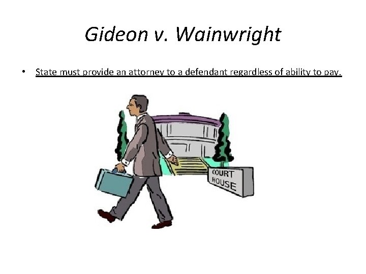 Gideon v. Wainwright • State must provide an attorney to a defendant regardless of