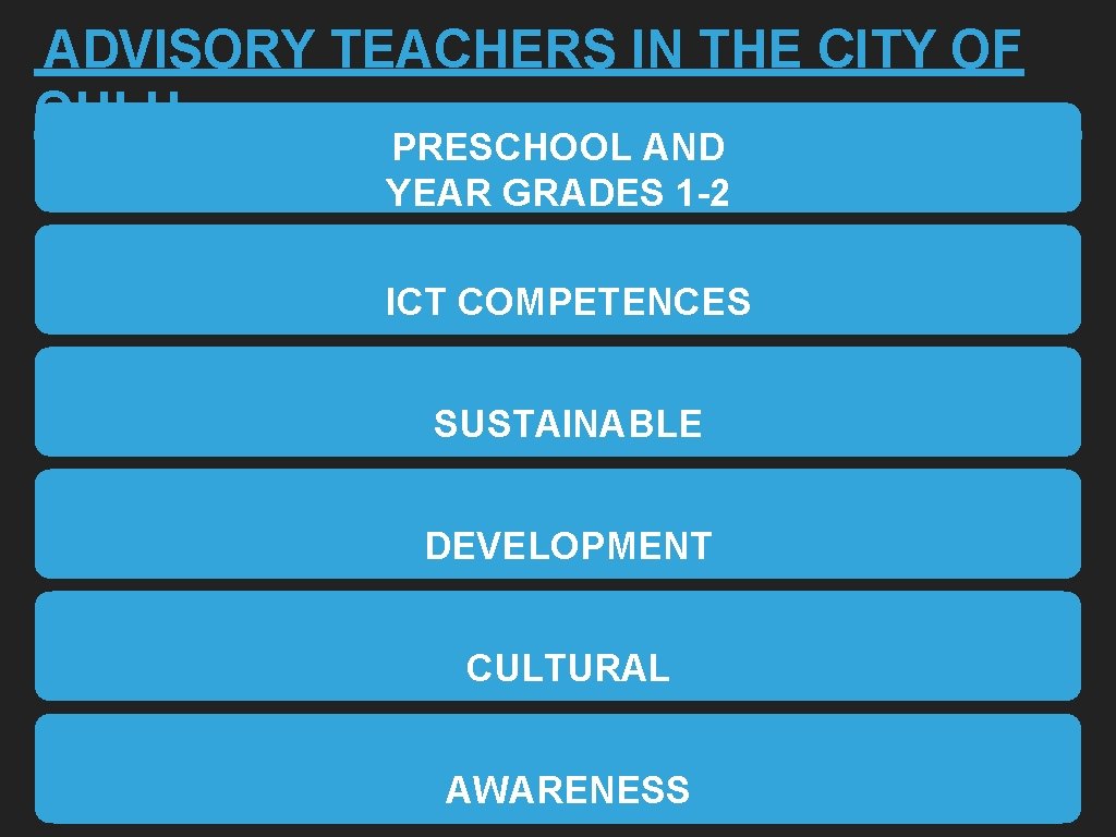 ADVISORY TEACHERS IN THE CITY OF OULU PRESCHOOL AND YEAR GRADES 1 -2 ICT