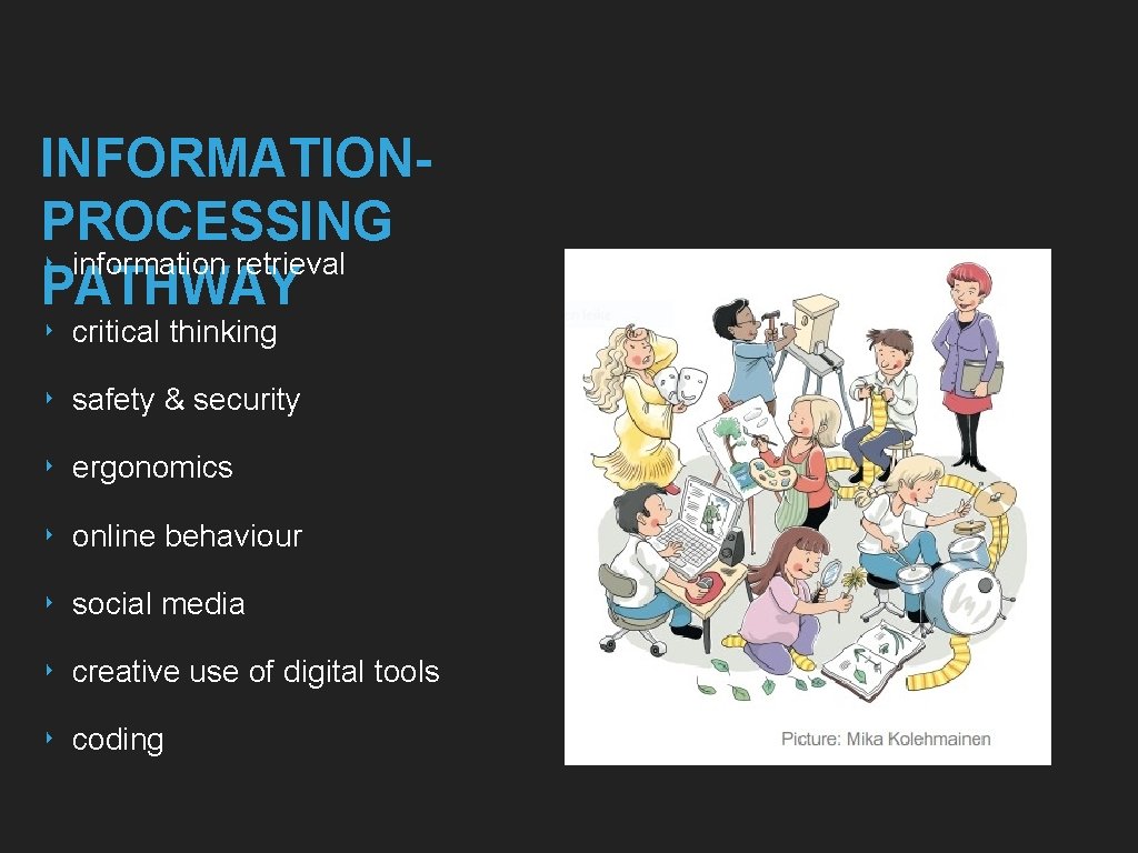 INFORMATIONPROCESSING ‣ information retrieval PATHWAY ‣ critical thinking ‣ safety & security ‣ ergonomics