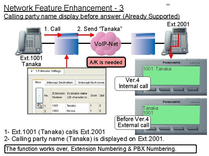 “ Network Feature Enhancement - 3 Calling party name display before answer (Already Supported)