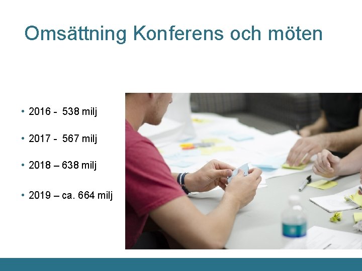 Omsättning Konferens och möten • 2016 - 538 milj • 2017 - 567 milj