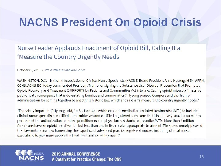 NACNS President On Opioid Crisis 18 