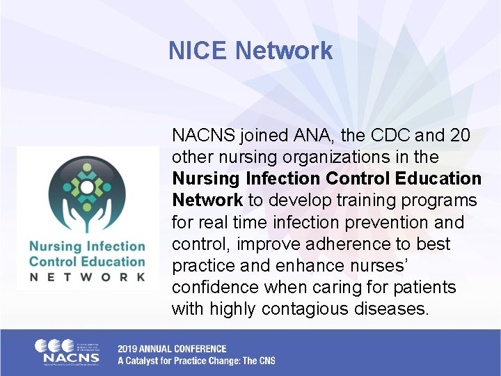 NICE Network NACNS joined ANA, the CDC and 20 other nursing organizations in the