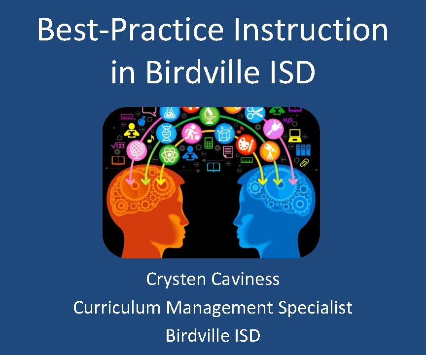 Best-Practice Instruction in Birdville ISD Crysten Caviness Curriculum Management Specialist Birdville ISD 