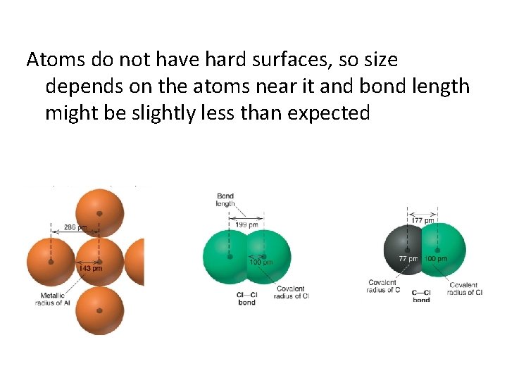 Atoms do not have hard surfaces, so size depends on the atoms near it