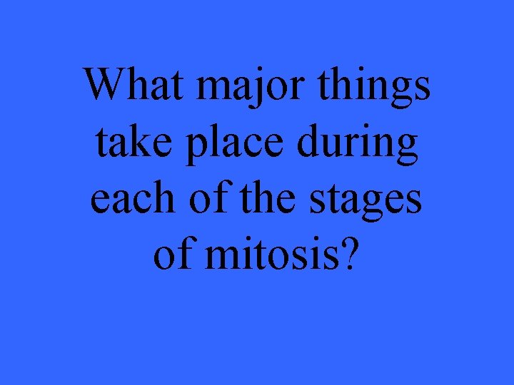 What major things take place during each of the stages of mitosis? 