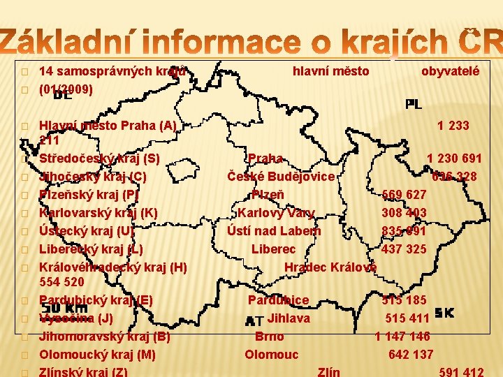 � � � � 14 samosprávných krajů (01/2009) Hlavní město Praha (A) 211 Středočeský