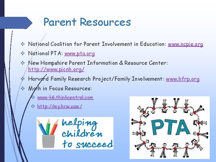 Parent Resources v National Coalition for Parent Involvement in Education: www. ncpie. org v