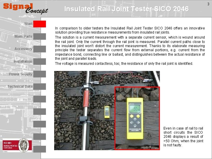 Insulated Rail Joint Tester SICO 2046 Start Main Parts Accessory Installation In comparison to