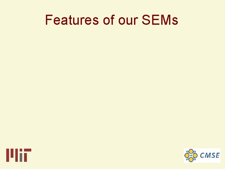 Features of our SEMs 