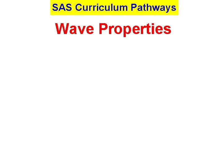 SAS Curriculum Pathways Wave Properties 