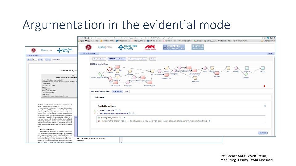 Argumentation in the evidential mode Jeff Garber AACE, Vivek Patkar, Mor Peleg U Haifa, Argumentation in the evidential mode Jeff Garber AACE, Vivek Patkar, Mor Peleg U Haifa,