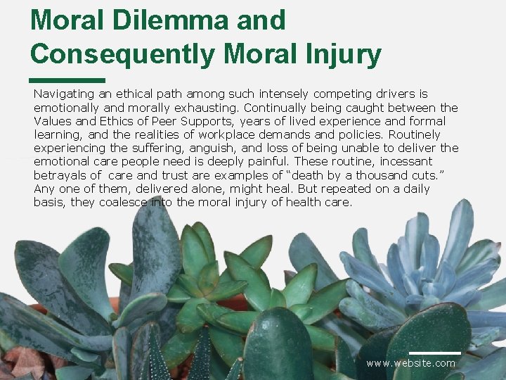 Moral Dilemma and Consequently Moral Injury Navigating an ethical path among such intensely competing