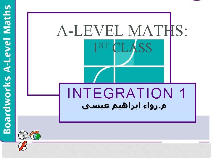 A-LEVEL MATHS: ST 1 CLASS INTEGRATION 1 ﺭﻭﺍﺀ ﺍﺑﺮﺍﻫﻴﻢ ﻋﻴﺴﻰ. ﻡ 