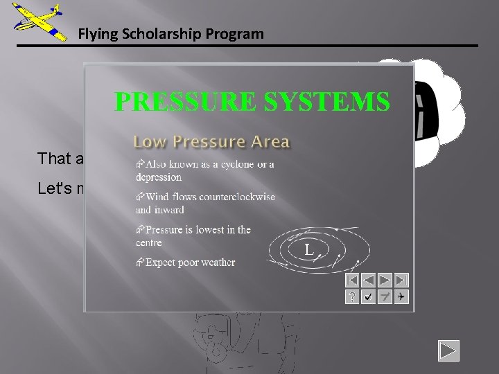 Flying Scholarship Program That answer is correct. Let's move on. . . 