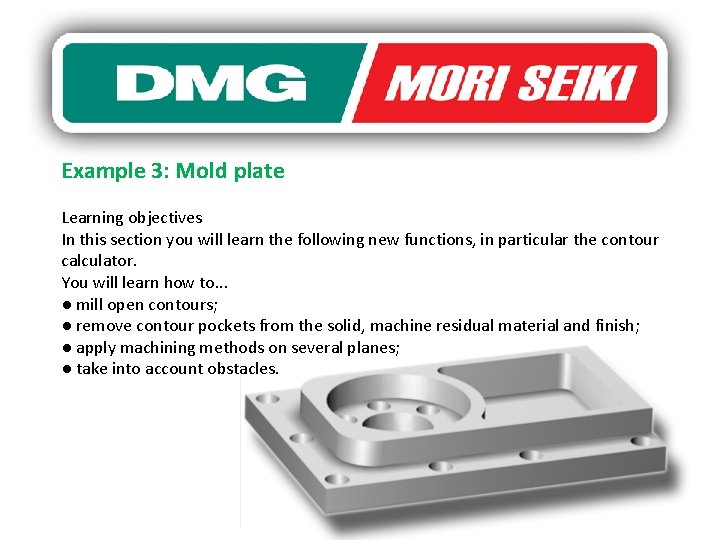 Example 3: Mold plate Learning objectives In this section you will learn the following
