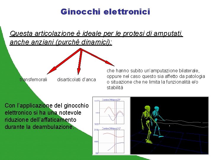 Ginocchi elettronici Questa articolazione è ideale per le protesi di amputati, anche anziani (purchè