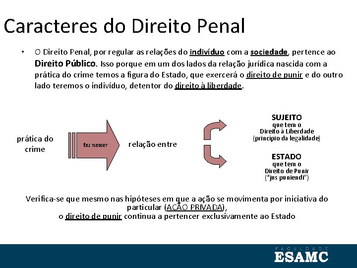 Caracteres do Direito Penal • O Direito Penal, por regular as relações do indivíduo