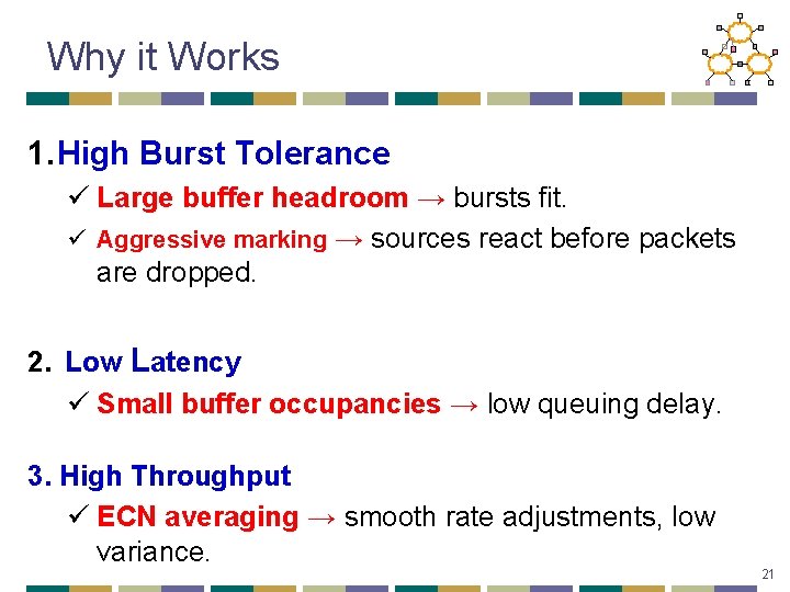 Why it Works 1. High Burst Tolerance ü Large buffer headroom → bursts fit.