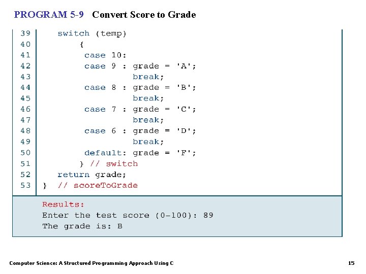 PROGRAM 5 -9 Convert Score to Grade Computer Science: A Structured Programming Approach Using