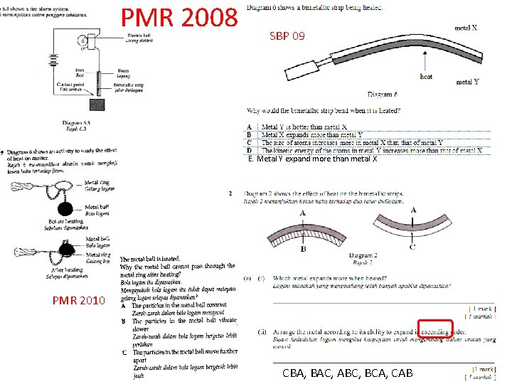 PMR 2008 SBP 09 E. Metal Y expand more than metal X PMR 2010