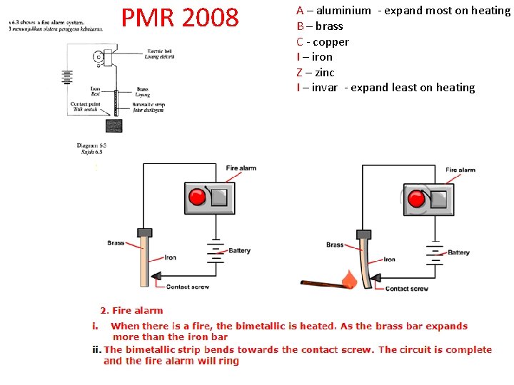 PMR 2008 A – aluminium - expand most on heating B – brass C