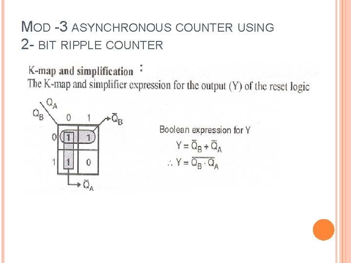 MOD -3 ASYNCHRONOUS COUNTER USING 2 - BIT RIPPLE COUNTER 