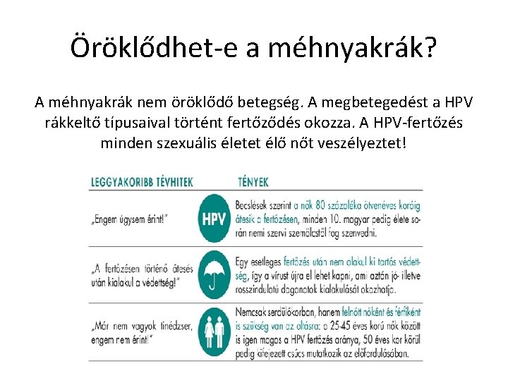 Öröklődhet-e a méhnyakrák? A méhnyakrák nem öröklődő betegség. A megbetegedést a HPV rákkeltő típusaival