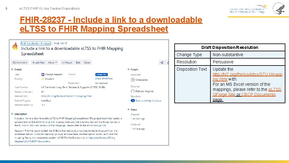 5 e. LTSS FHIR IG Jira Tracker Dispositions FHIR-28237 - Include a link to