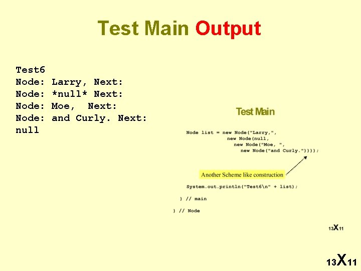 Test Main Output Test 6 Node: null Larry, Next: *null* Next: Moe, Next: and