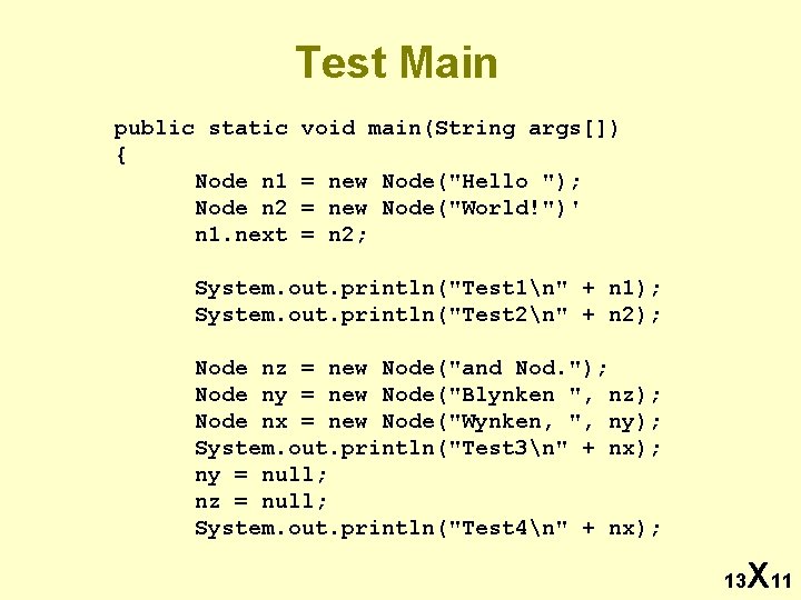 Test Main public static { Node n 1 Node n 2 n 1. next